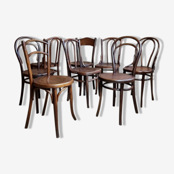 Mix 8 Viennese bistro chairs early twentieth century