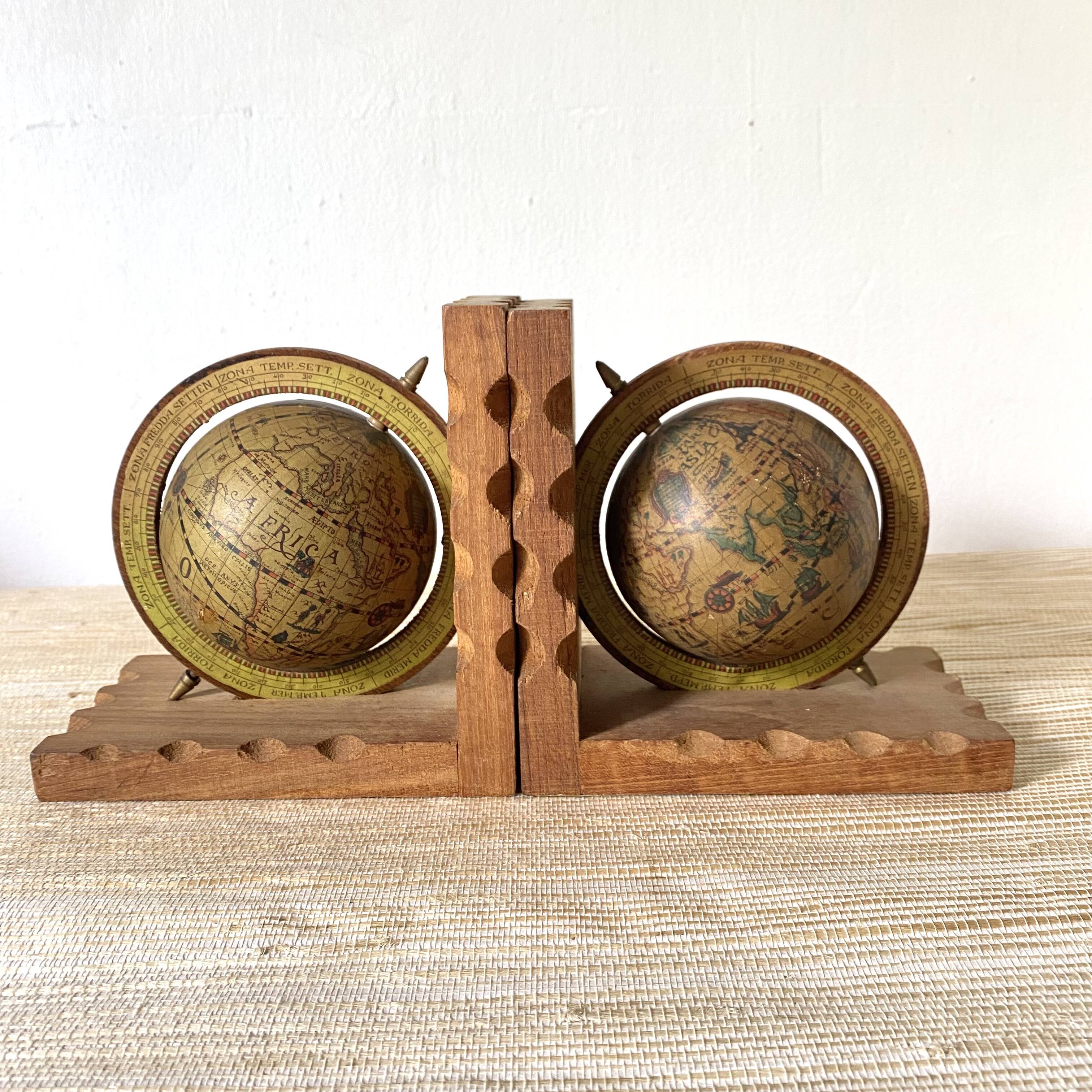 Vintage globe bookends