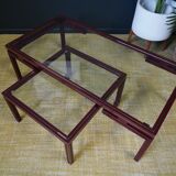 Table basse en verre avec table imbriquée de Pierre Vandel