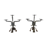 Pair of wrought iron candle holders - 1960