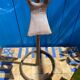Brutalist iron candlestick on a stand