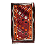 Vintage Persian Qasgai Kilim 270x163 cm Wool Kelim Rug Large Red, Black, Colorful
