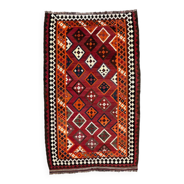 Vintage Persian Qasgai Kilim 270x163 cm Wool Kelim Rug Large Red, Black, Colorful