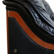 Paolo Gucci for Formitalia – two-seater sofa in black leather and burl wood