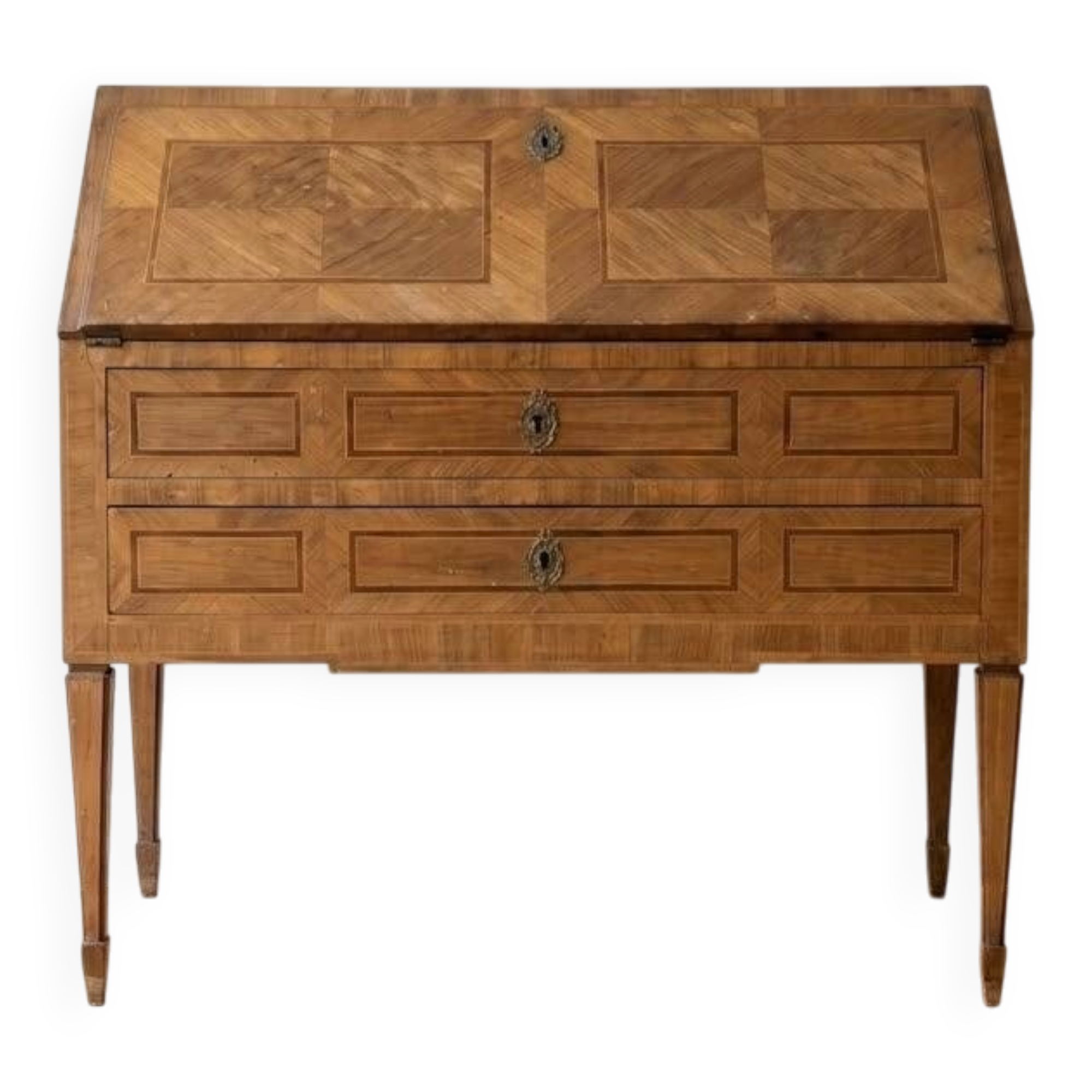 Antique wooden secretary desk with marquetry.