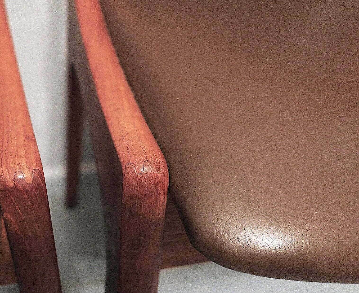 Pair of K S Mobler dining chairs in teak and leather, Denmark 1960s