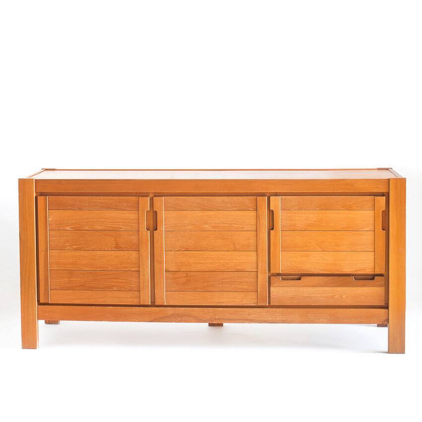 Vintage sideboard in elm wood. Edition by Simat. France 1970s.