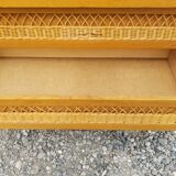 Vintage chest of drawers 3 drawers in oak and rattan - 60s