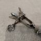 Silver-plated metal leg of lamb handle in art nouveau style
