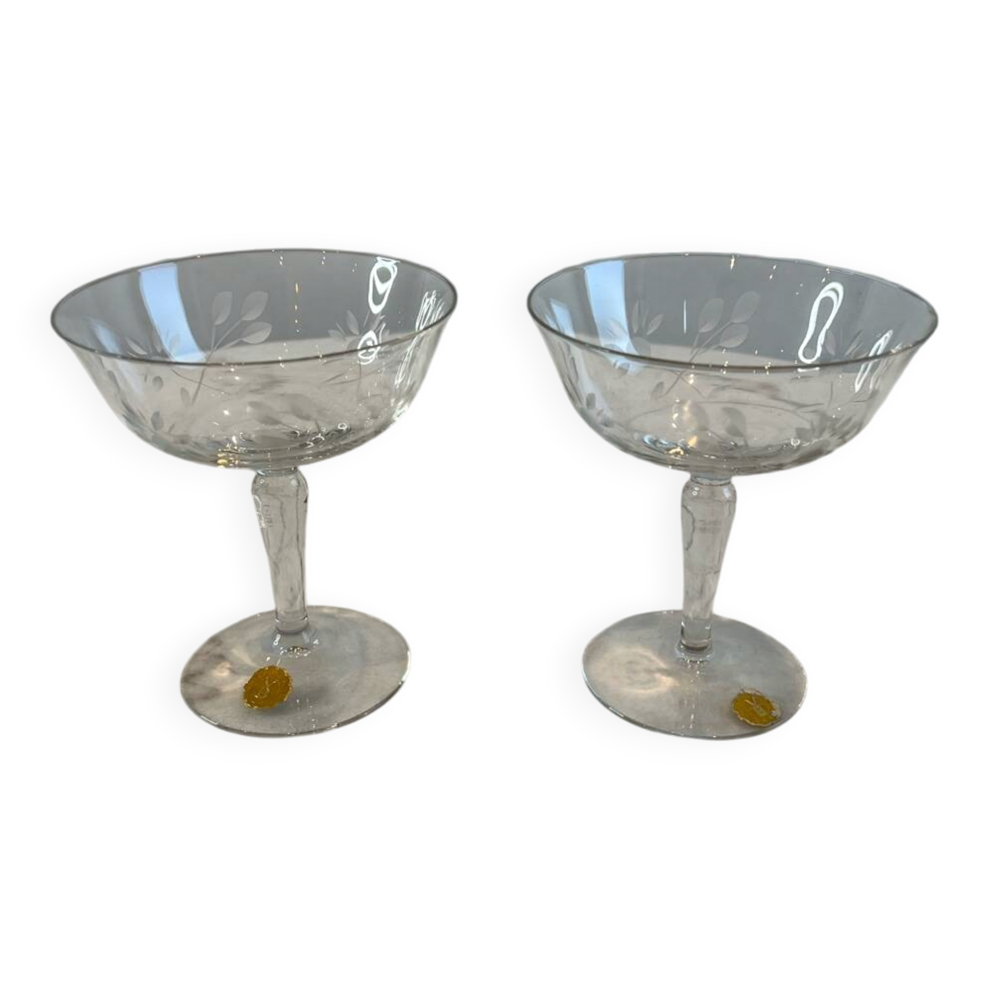 Set of two crystal stem glasses