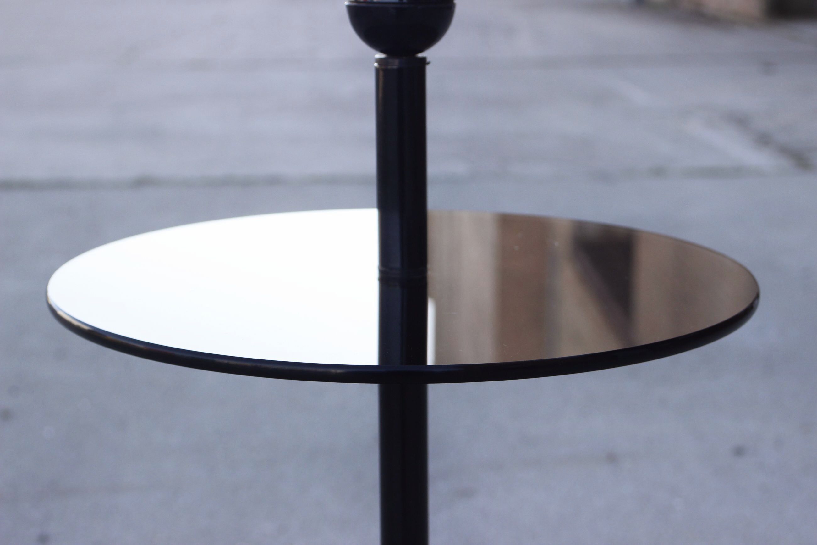 Laqué Steel and Smoked Glass Side Table, Italy, 1980s