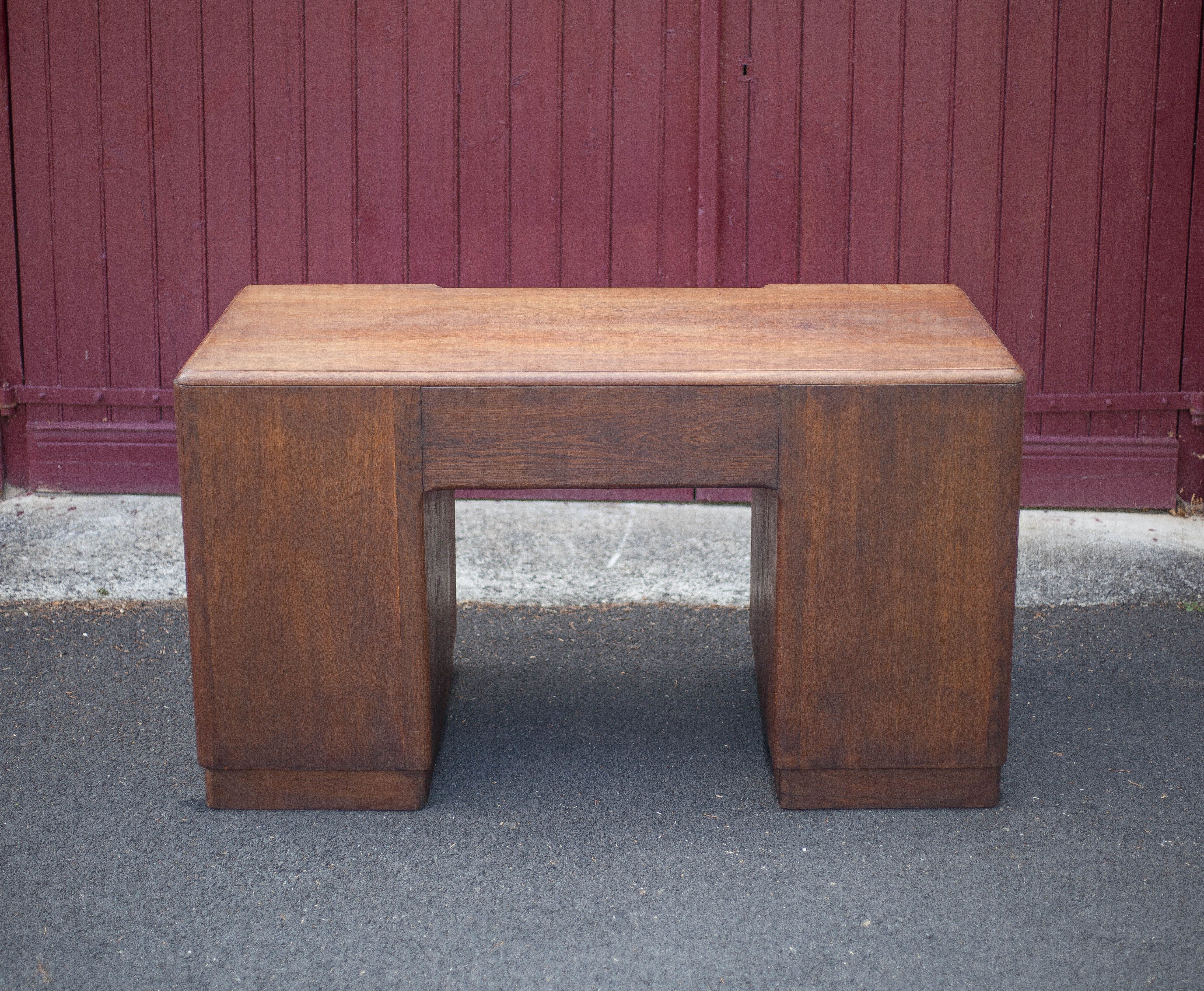 Art deco desk, oak minister's office, large 2-box desk, drawer desk, 40's