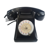 Rotating black bakelite rotary phone french france vintage U43