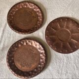 Set of three antique brass trays mamluk style late 19th century