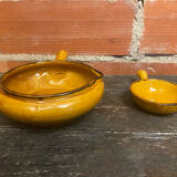 Lot of 6 Vallauris VALFLAM Vintage Enamelled Terracotta Pans #D