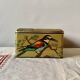 Large metal box - lithograph signed M. Beaudet - bird decoration
