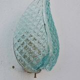 Set of 2 Rare Wall light Blue Jewel Murano Glass Leave by Barovier e Toso, 1950s