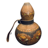 Gourd colocquinte 15cm engraved wood hand painted old vintage decoration without cap