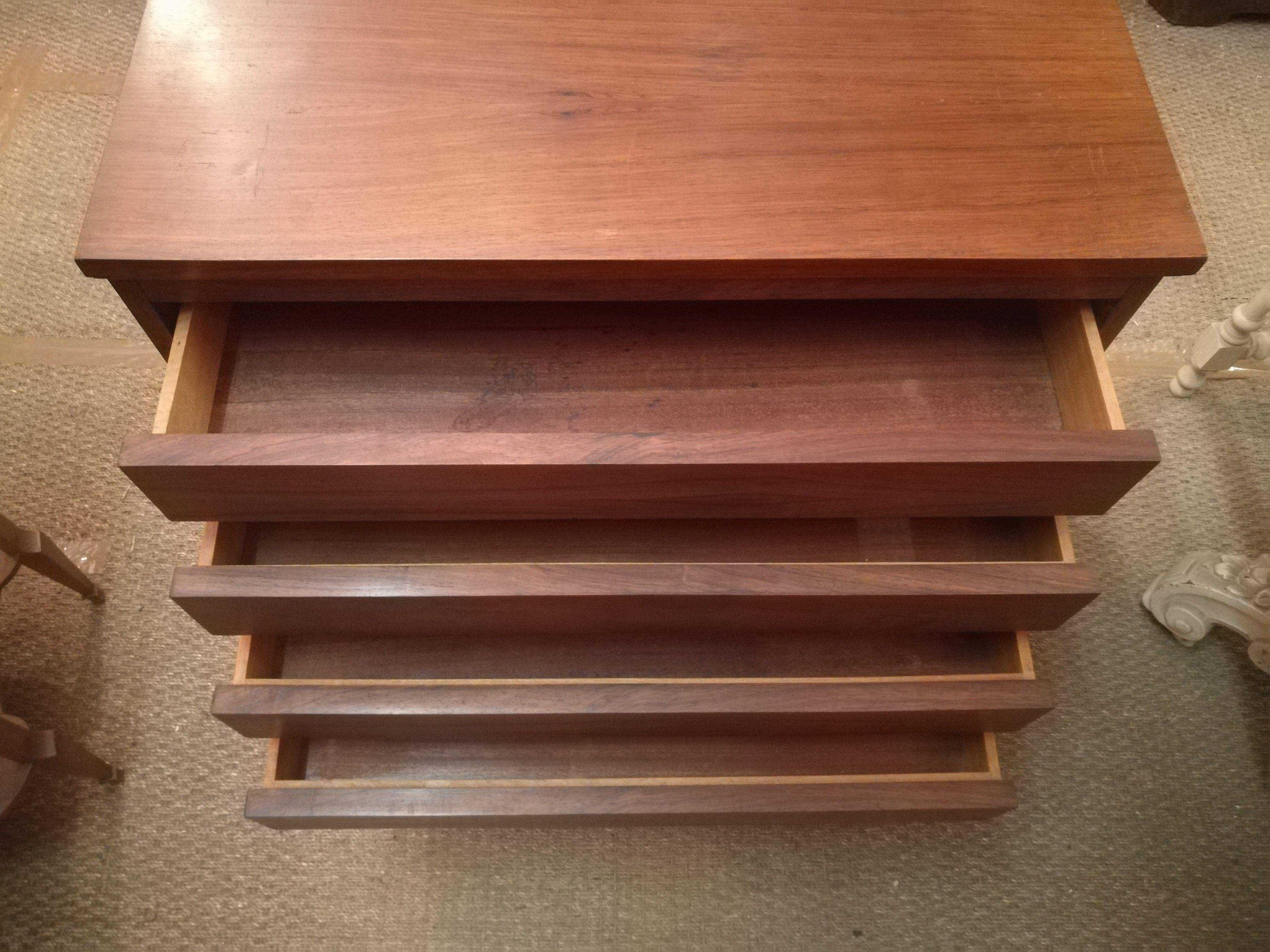 Rosewood and brushed metal chest of drawers