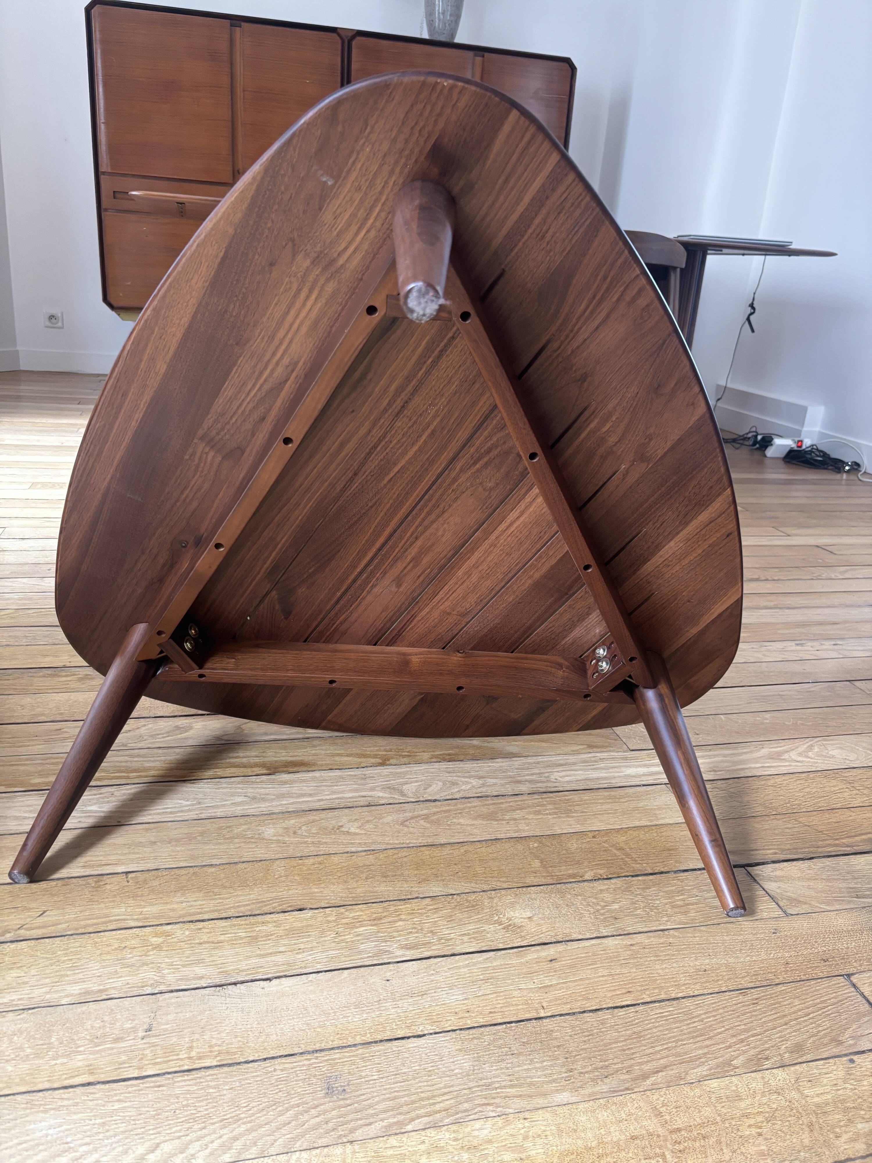 Organic Walnut Coffee Table - Mid-Century Modern Style