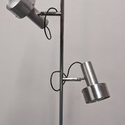 Space age modernist floor lamp with 2 aluminium spots, France circa 1970.