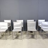 Chaises de salle à manger en cuir gris par Cattelan Italie, lot de 8 - années 1980