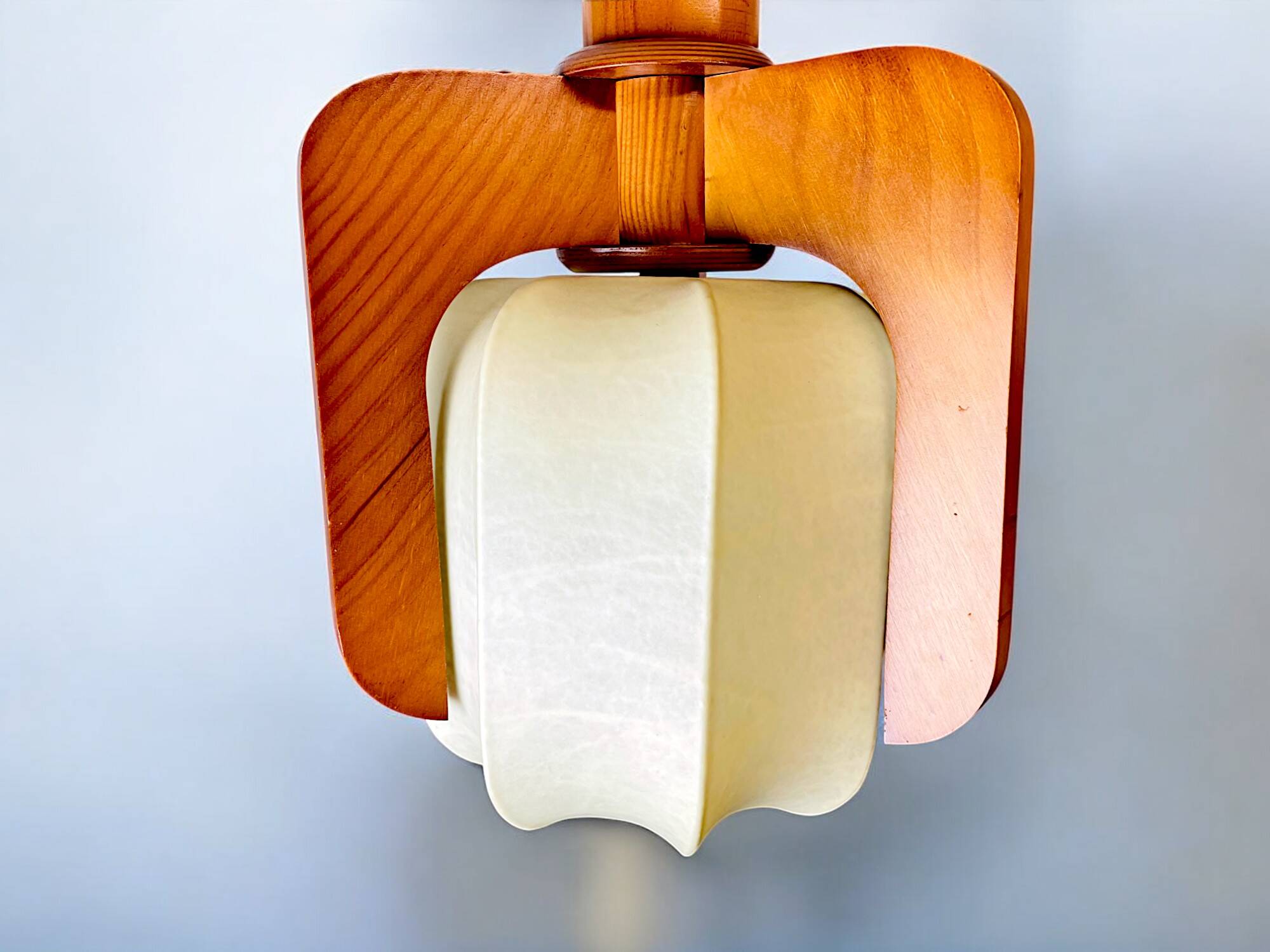 Portuguese mid century modern wooden hanging light