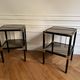 Pair of vintage metal and smoked glass side tables