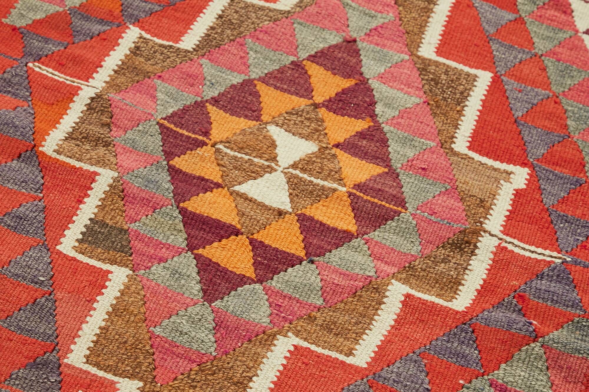 Turkish Handwoven Vintage Herki Kilim 96 cm x 348 cm