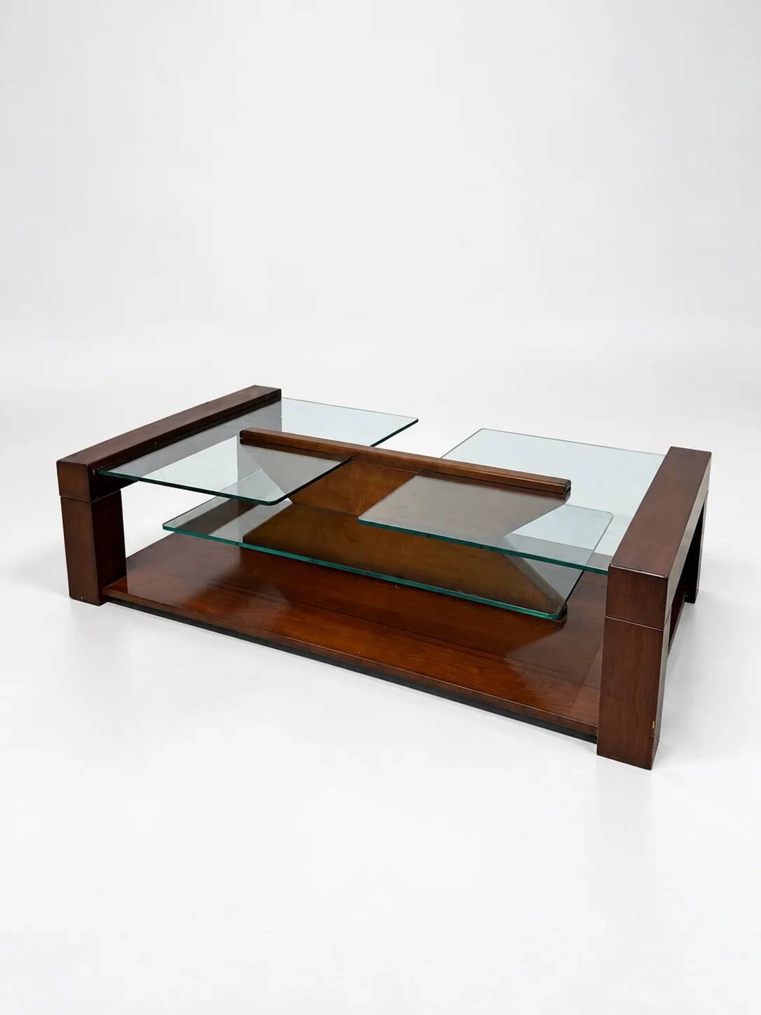 Wood and glass coffee table, 1980s