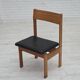 1970s, Danish design, set of 3 church chairs, leather, oak wood.