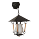 suspension lanterne noire et doré avec opaline blanche