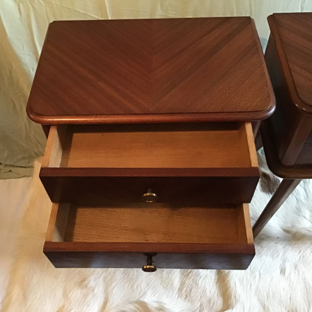 Pair of bedside tables Scandinavian feet 50's compass