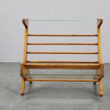 1960s Oak Book Stand Shelf / Rack by ULUV, Czechoslovakia