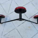 Vintage black and red metal wall coat rack