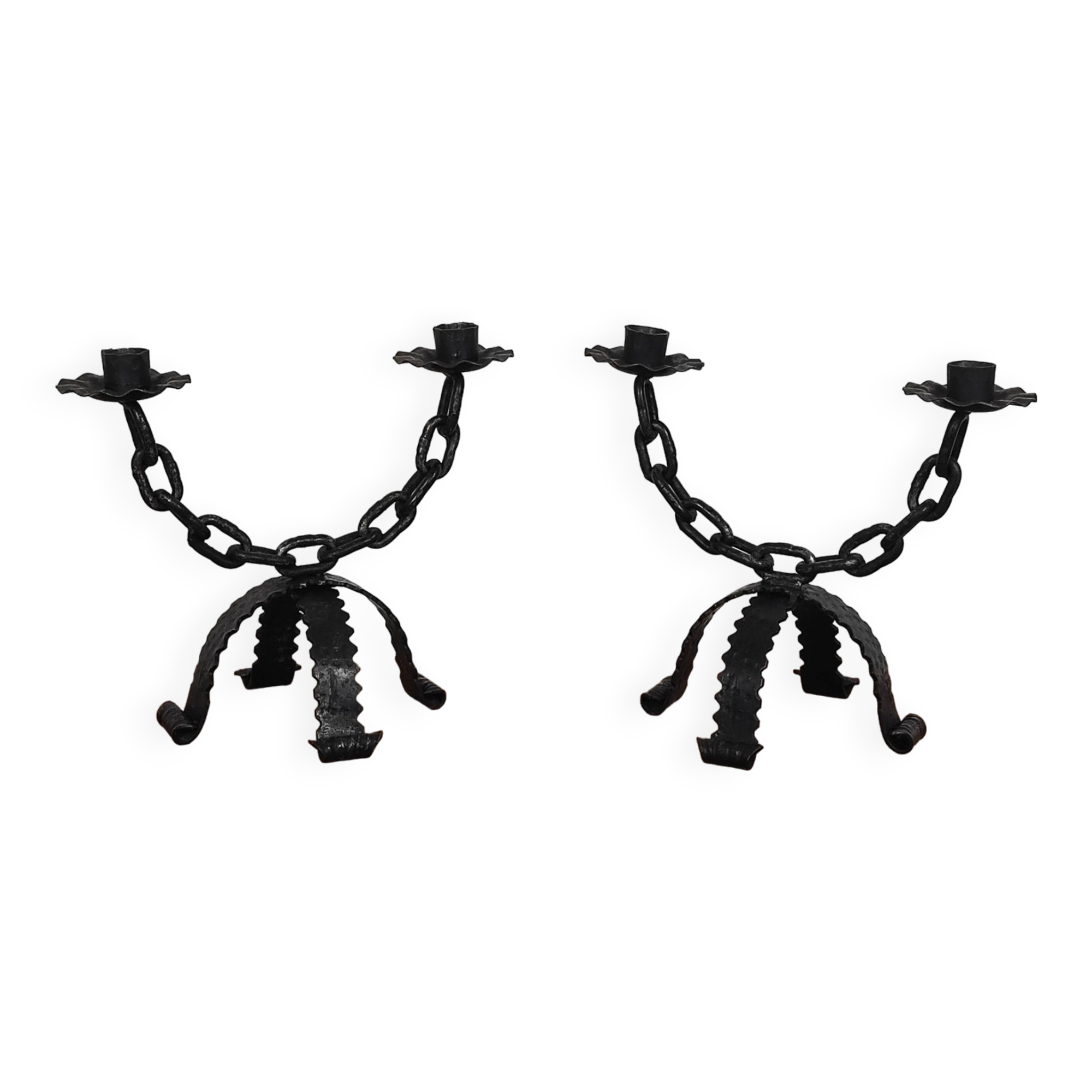 Pair of brutalist candlesticks