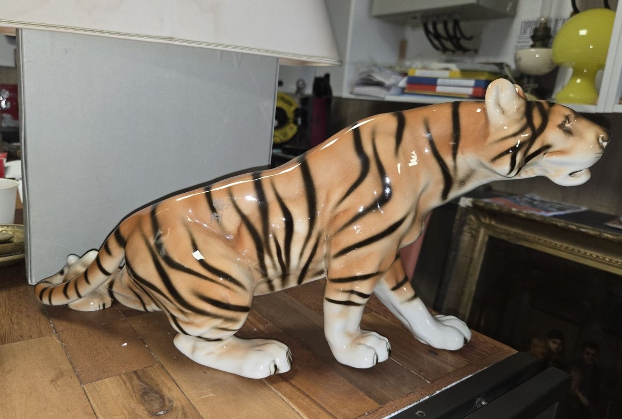 Large porcelain tiger ROYAL DUX – Czechoslovakia - Art Deco 1930