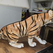 Large porcelain tiger ROYAL DUX – Czechoslovakia - Art Deco 1930