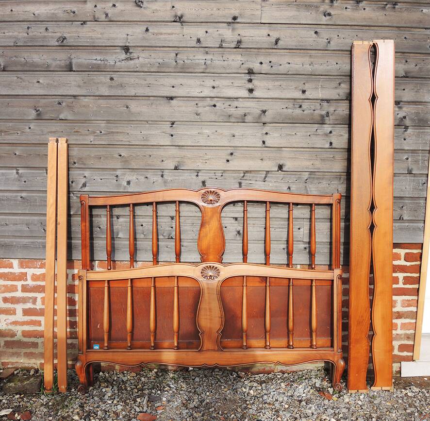 Antique Double Bed Frame in Solid Cherry Wood NF