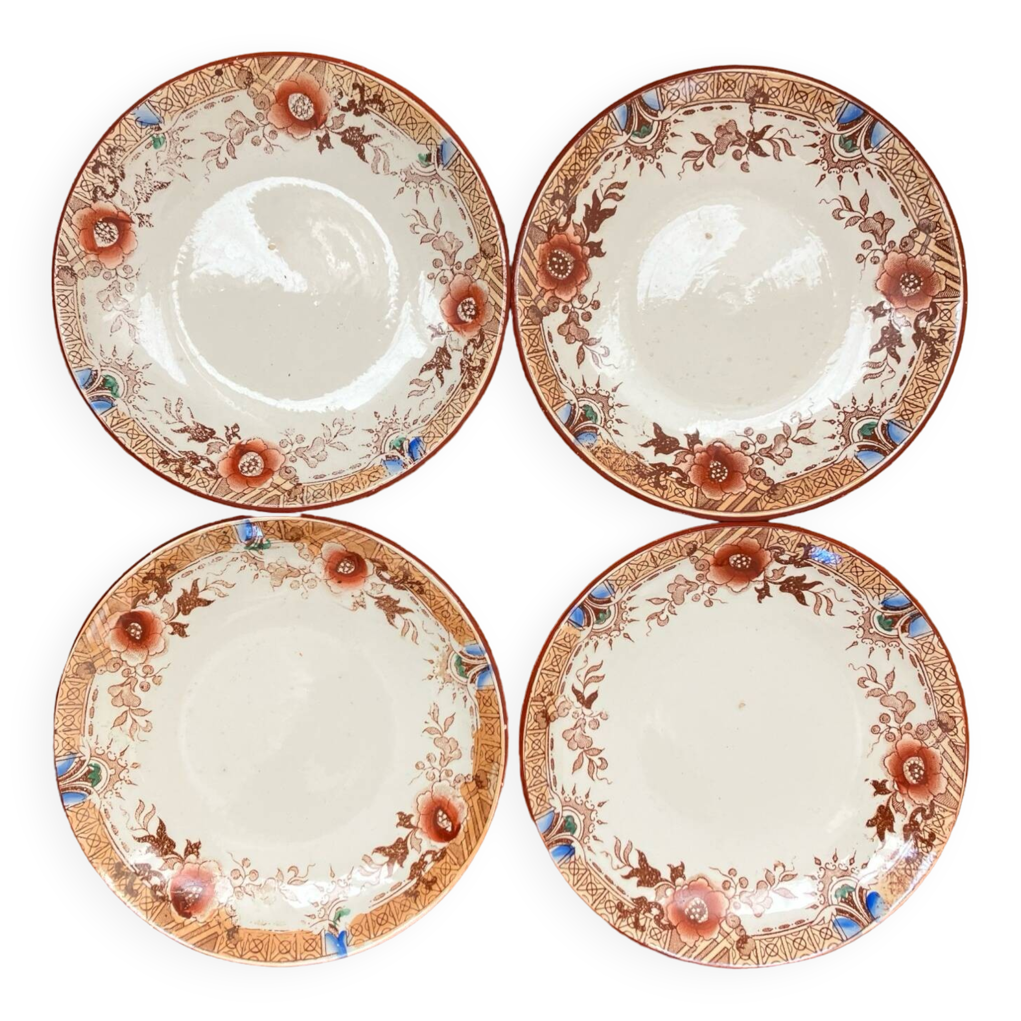 4 Digoin Sarreguemines earthenware saucers