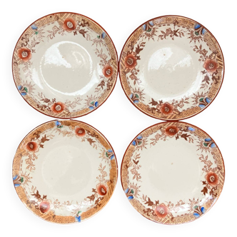 4 Digoin Sarreguemines earthenware saucers