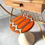 Bamboo and rattan desk and stool