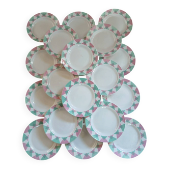 20 antique flat plates from Digoin and Sarreguemines