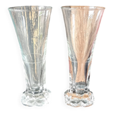 Pair of old pastis glasses with art deco dosage mark