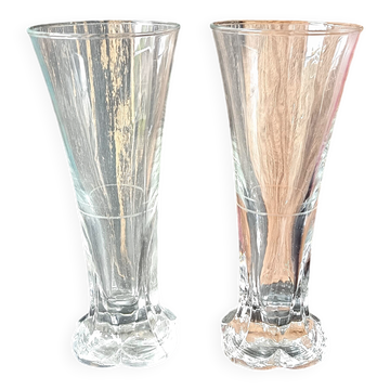 Pair of old pastis glasses with art deco dosage mark