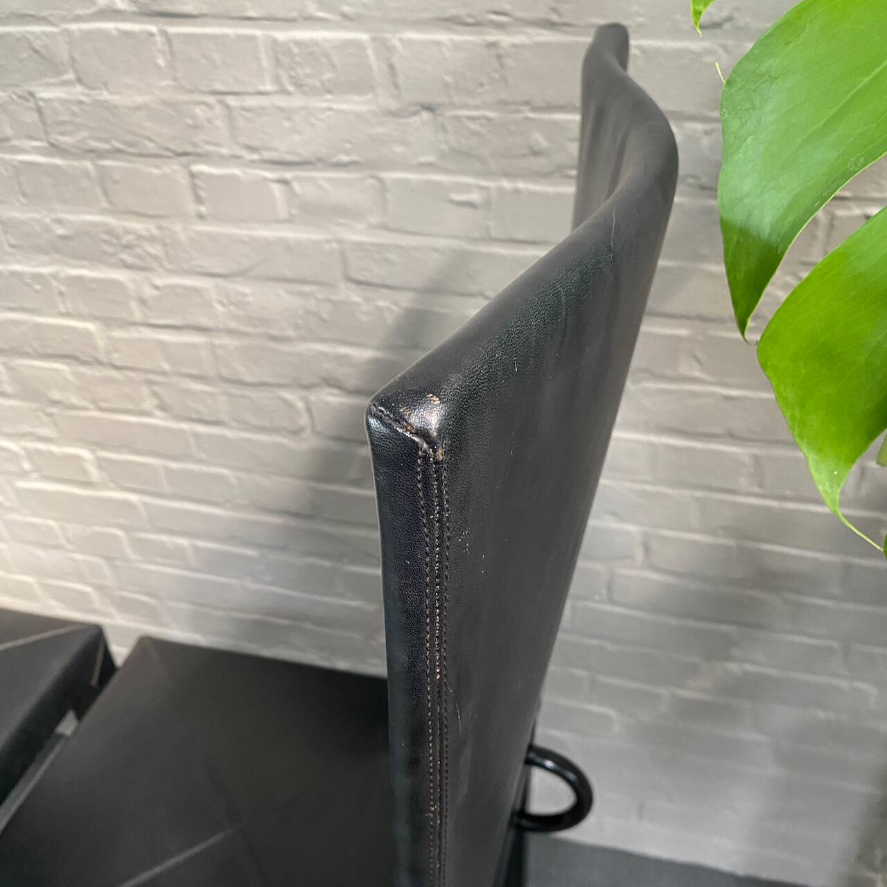 PAIR BLACK LEATHER ARCALLA CHAIRS FOR B&B ITALIA BY PAOLO PIVA - 1990'S