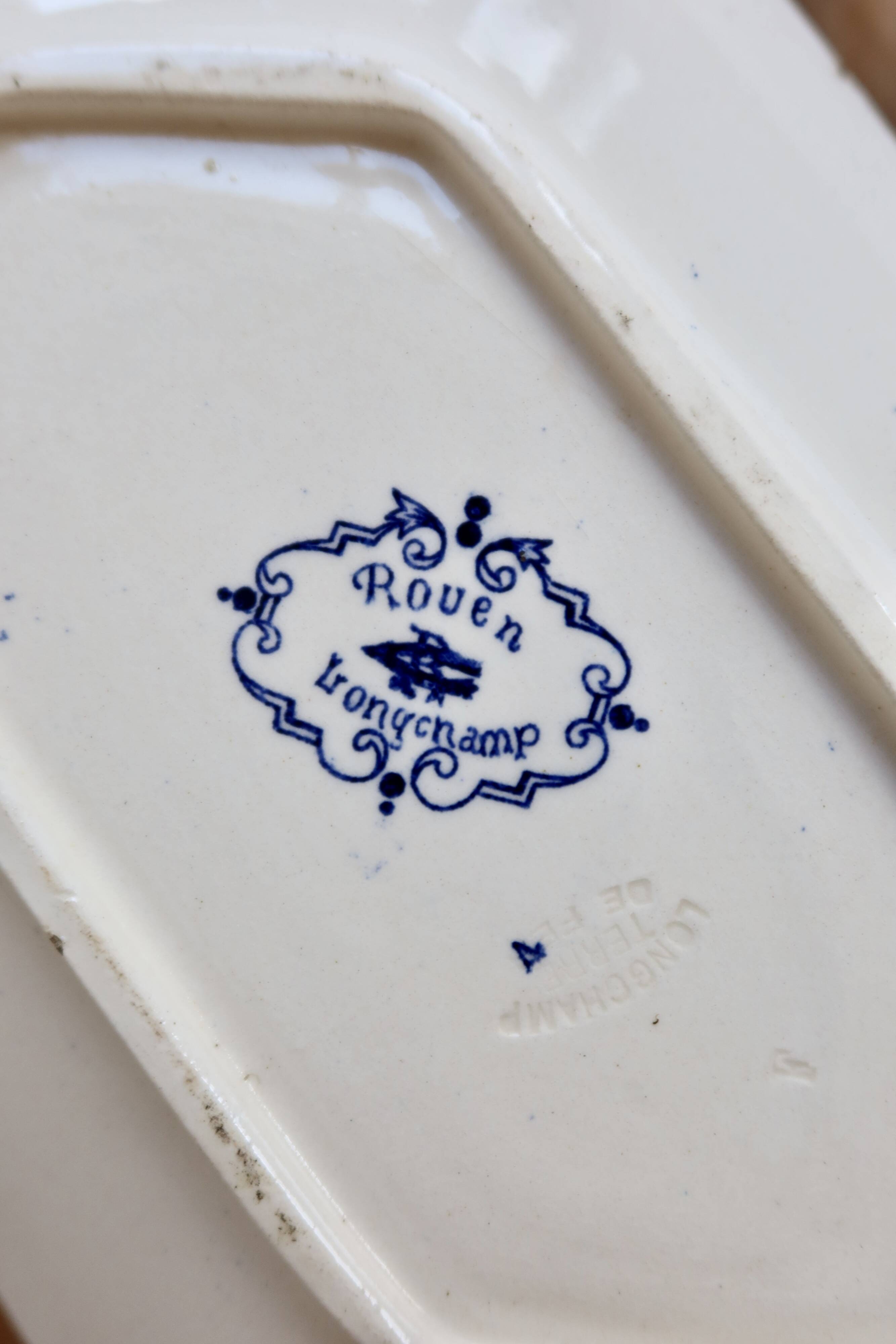 Antique ironstone sauceboat Longchamp model Rouen 19th century