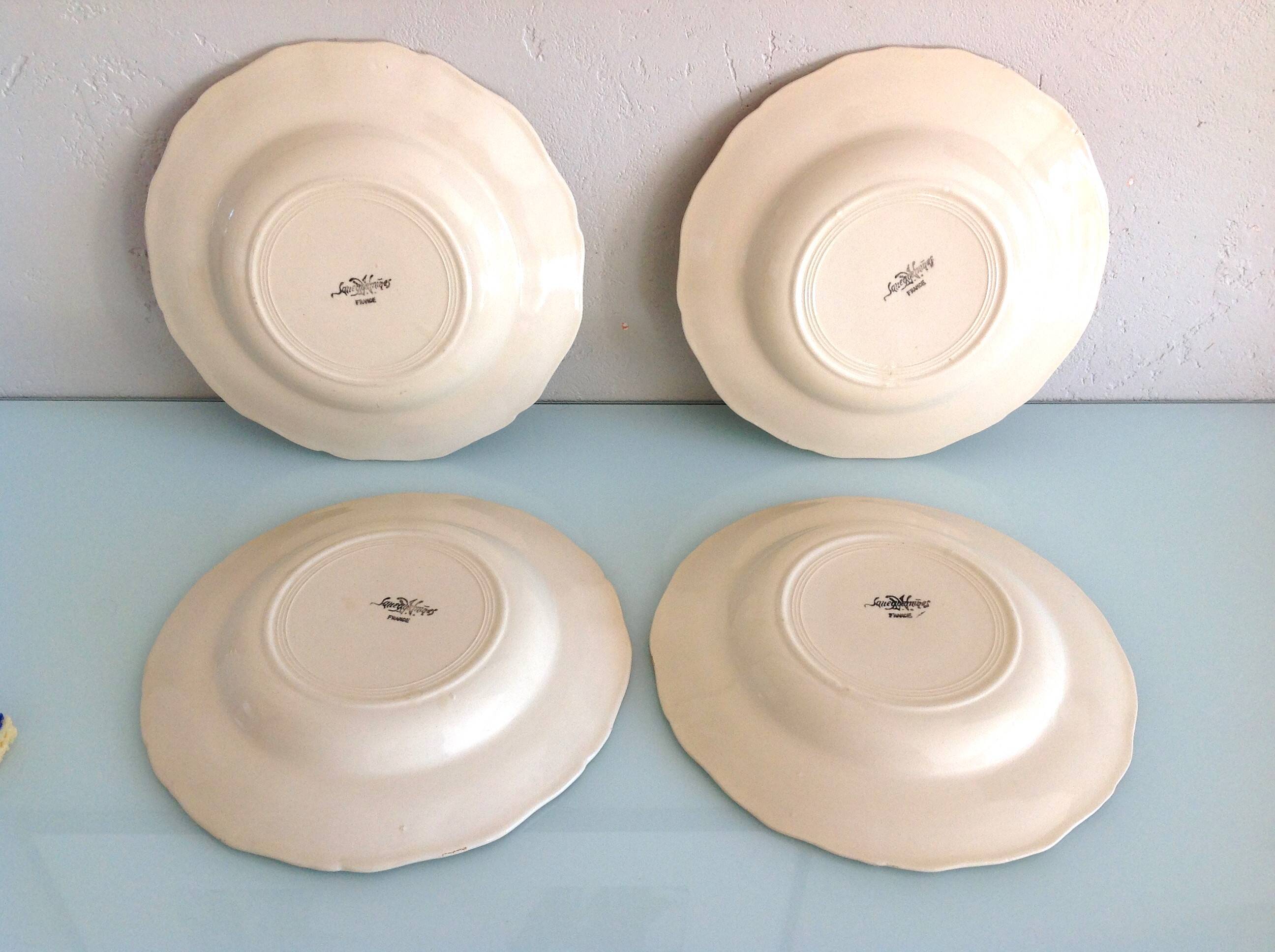 Four soup plates Ivory service/Faienceries de Sarreguemines/vintage 50