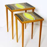 Set of 2 vintage nesting tables with mosaic top, 1970s