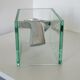 Vase moderniste en aluminium et verre 1980